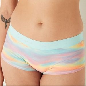 Victoria's Secret PINK Logo Boyshorts rainbow tie dye medium new nwt pastel